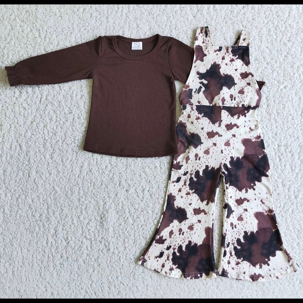 Cow print overall set